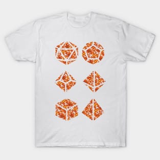 Orange Sunset Gradient Rose Vintage Pattern Silhouette Polyhedral Dice - Dungeons and Dragons Design T-Shirt